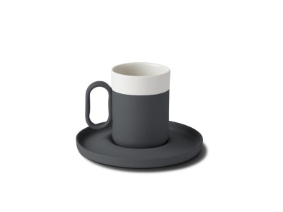 Capsule Coffee Cup with Saucer, Black & Ivory Color