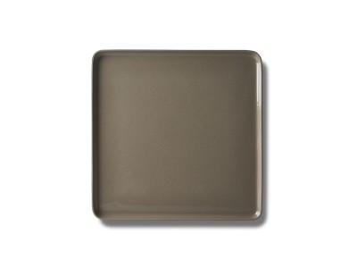Square Medium Plate, Black & Ivory Dual Color