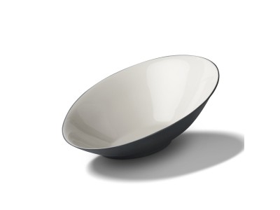 Round Large Bowl, Stone & Aqua Color