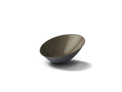 Oval Wide Bowl, Black & Ivory Dual Color