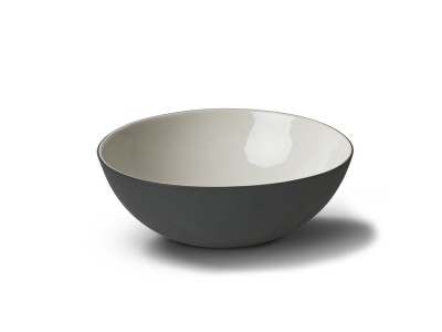 Round Large Bowl, Black & Ivory Color