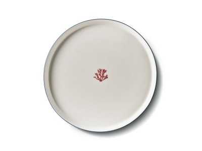 Round Large Plate, Coral Pattern Ocean & Ivory Color - 4610