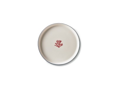 Round Small Plate, Coral Pattern Ocean & Ivory Color