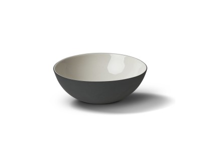 Round Medium Bowl, Black & Ivory Color