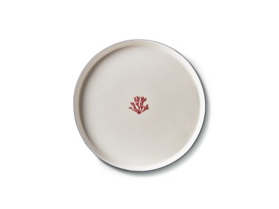 Round Medium Plate, Coral Pattern Ocean & Ivory Color