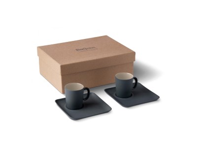 Figurine 2-Piece Coffee Cup Set with 0&0 Handles Black & Ivory