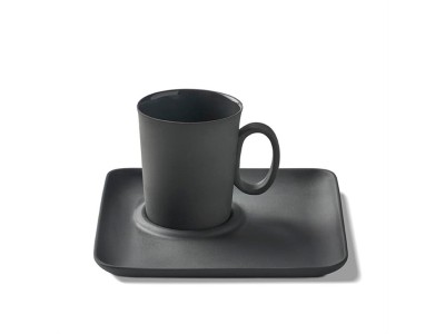 Figurine Coffee Cup with Saucer Black & Black