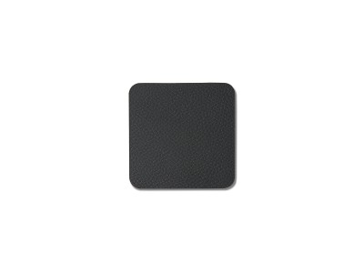 Square 4-Piece Leather Coaster Black