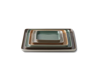Square Plate Set Stone & Ivory Dual Color