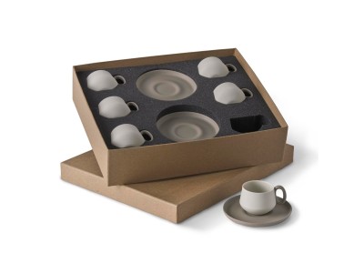 Tube 6-Piece Coffee Cup Set with Saucer