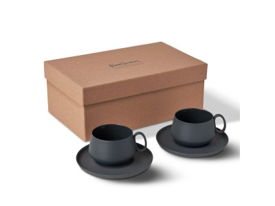 Tube Boxed Tea Cup with Saucer Black Color