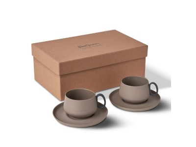 Tube Boxed Tea Cup with Saucer Stone Color