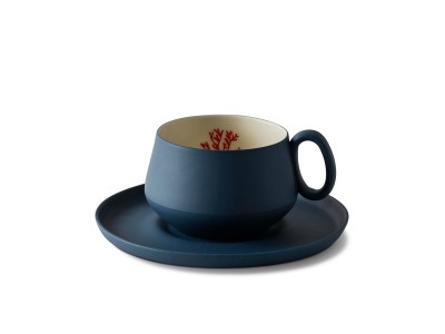 Tube Tea Cup with Saucer Ocean - Red Coral