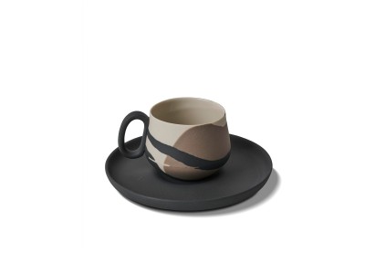 Tube Coffee Cup with Saucer Color Wave