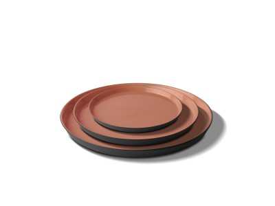Round Plate Set Black & Coral Dual Color - 4430
